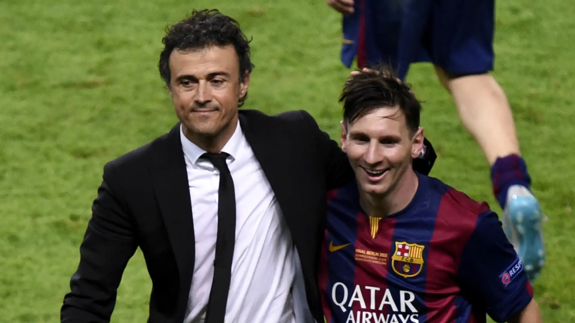 Lionel Messi e seu antigo técnico Luis Enrique. Foto: Divulgação Liga Espanhola