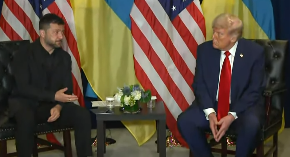 Trump e Zelensky se encontram na ONU. Foto: Youtube / @SkyNews